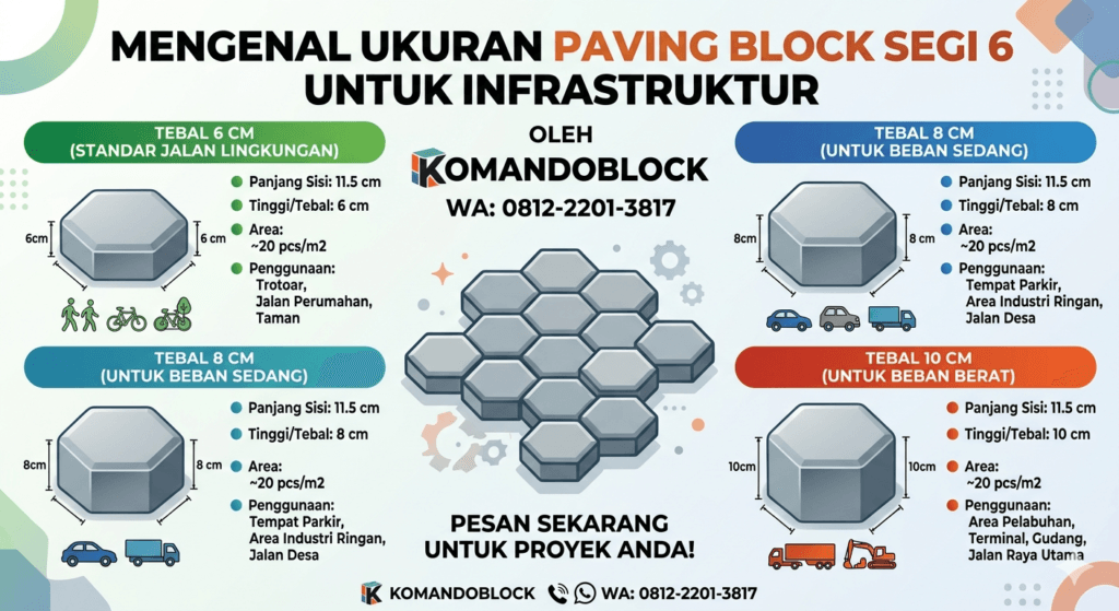 Ukuran paving block segi 6